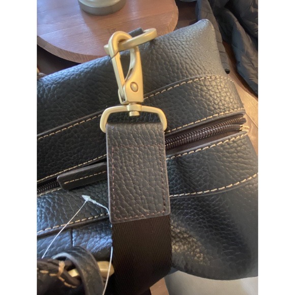 New BROOKS BROTHERS Pebbled Brown Leather Travel Luggage Weekend Bag w/ Lock&key - Picture 11 of 16